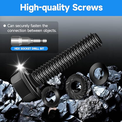 (10Sets) M6 Bolt x 16mm Flanged Hex Head Bolts, External Flange Hex Drive M6 Screws, Class 10.9 Black Zinc Plated Alloy Steel Metric M6x1.0 Bolts Kit - color: Black-M6, size: 16mm