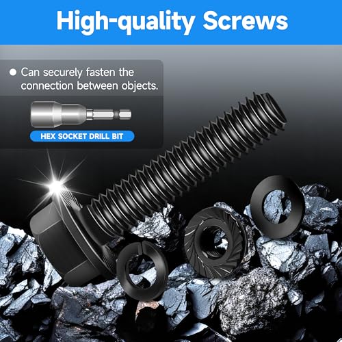 (10Sets) M10 Bolt x 30mm Flanged Hex Head Bolts, External Flange Hex Drive M8 Screws, Class 10.9 Black Zinc Plated Alloy Steel Metric M10x1.5 Bolts Kit - color: Black-M10, size: 30mm