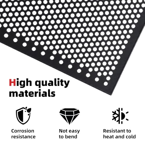 AggAuto Black Perforated Metal Sheets 47" x 23" 4mm Round Hole 2Pcs