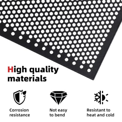 AggAuto Black Perforated Metal Sheets 47" x 23" 4mm Round Hole 2Pcs