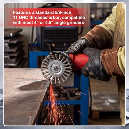 Bokon 12 Pack 4" Wire Wheel Brush for Angle Grinder, 5/8-11 Threaded