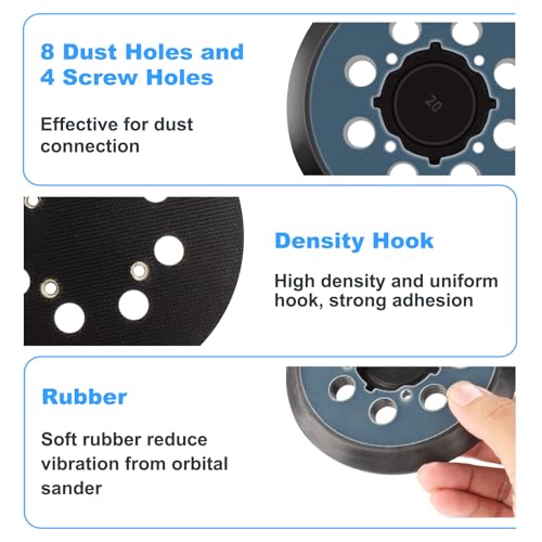 for Dewalt Orbital Sander Replacement Pad: 5 Inch 8 Hole Hook & Loop Pad for Dewalt Orbital Sander DWE6423, DWE6421, DCW210B, N329079 Model 4 Screw Holes 2-Pack