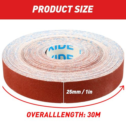 Emery Cloth Roll 240 Grit 1" x 98' for Metal & Wood - size: 240 Grit