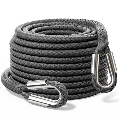 Synthetic Winch Rope Extension - 3/8" x 50ft 27000 lbs Heavy Duty Extension Winch Line Cable Replacement for ATV UTV Off Road Vehicle Jeep Truck - Grey - color: Grey, size: 3/8 Inch x 50 Feet