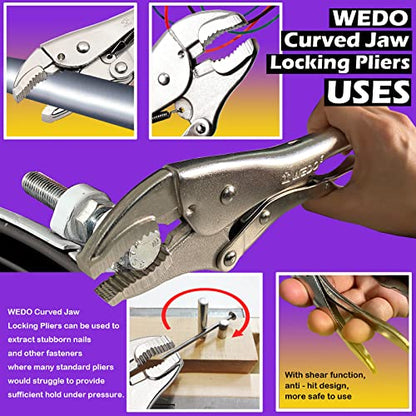 WEDO Locking Pliers 10", Curved Jaw Locking Pliers,Stainless Steel