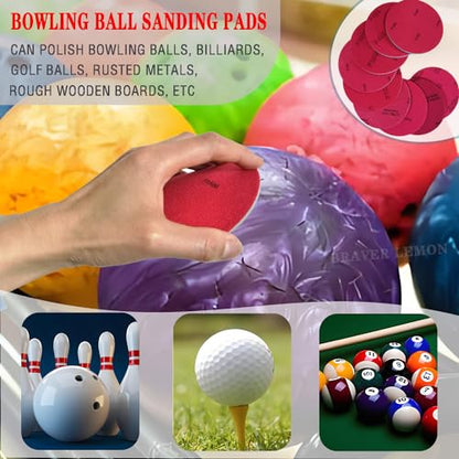 9 Piece Bowling Ball Resurfacing Kit with Sanding Pads Grit 180 400 500 800 1200 2000 2500 3000 5000, for Surface Cleaning, Polishing and Maintenance Bowling Sanding Pads