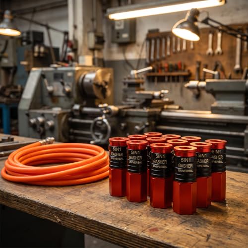 GASHER 1/4" FNPT 5IN1 Universal Quick Industrial Air Coupler Red - color: Red