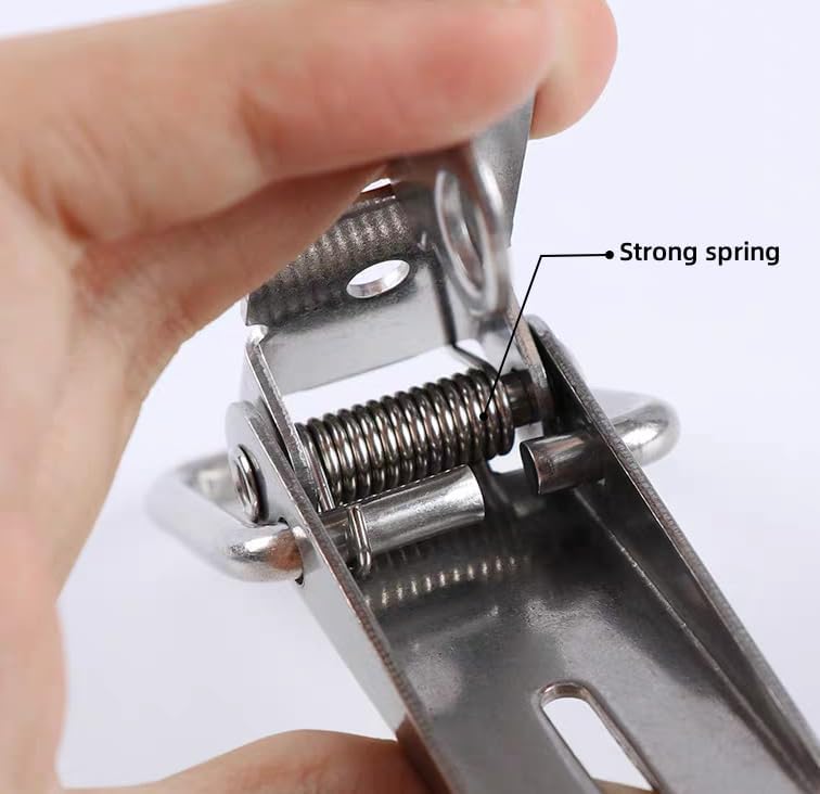 Latch, Stainless Steel Spring Loaded Toggle Latch,With locking hole, Silver Catch Hasp Clamp Clip Lock with for Cabinet, Wooden Case, Box (6 Pack)