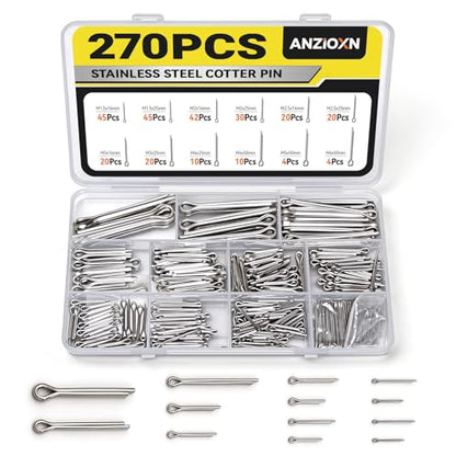 270 Pcs Cotter Pins Assortment Kit, 304 Stainless Steel Cotter Pin