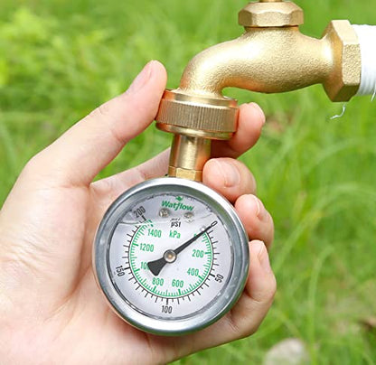 2" Glycerin Filled Stainless Steel Water Pressure Test Gauge, Garden Hose Pressure Gauge, House Water Pressure Gauge, 3/4" Female Hose Thread, 0-200 psi/kpa (Pack of 2) - size: 2" Stainless Steel Lower (Pack of 2)