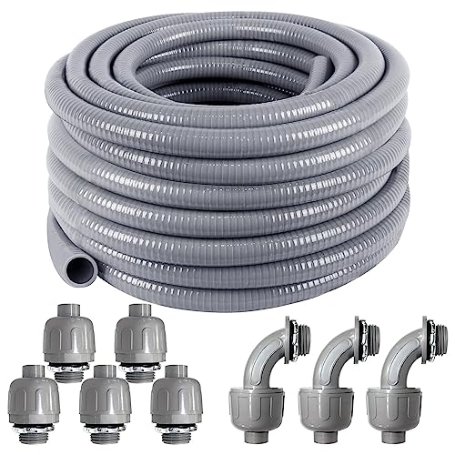 Liquid-Tight Conduit 50 ft 8 Pieces Connector Kit,Electrical Conduit 1/2 - size: 1/2IN,50FT