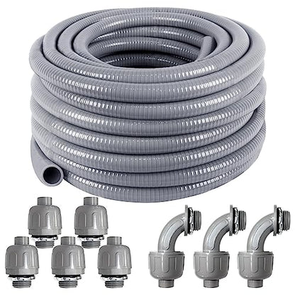 Liquid-Tight Conduit 50 ft 8 Pieces Connector Kit,Electrical Conduit 1/2 - size: 1/2IN,50FT