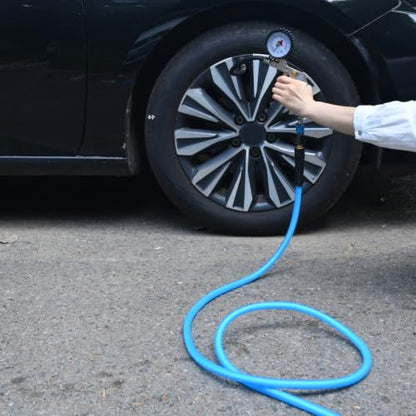 25FT 3/8 Inch Air Hose Reinforced Hybrid Polymer Polyurethane Air Compressor Hose - Flexible Heavy Duty Braided Pneumatic Hose with Quick Connect Fittings 300 PSI for Garage Automotive Use - size: 25FT