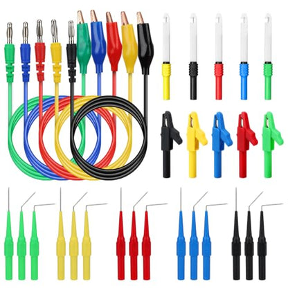 30-Piece Back Probe Kit, Multimeter Back Probe Pins with Test Leads and Alligator Clips, Insulation Wire Piercing Probes, Automotive Electrical Circuit Diagnostic Tool - color: 30-Piece Multi-color