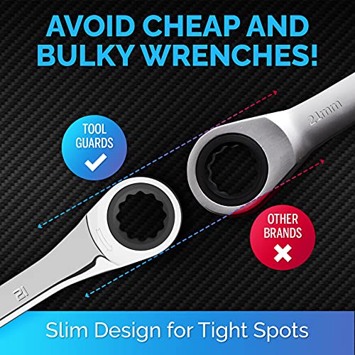 Ratcheting Wrench - Slim Profile - Ratchet Wrench, 21 mm Wrench Set - size: 21 mm