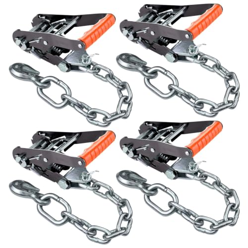 VULCAN Ratchet Buckle - Chain Anchor - 2 Inch Handle - Silver Series - 4 Pack - 3,300 Pound Safe Working Load - size: Chain Anchor Silver Series (4- Pack)