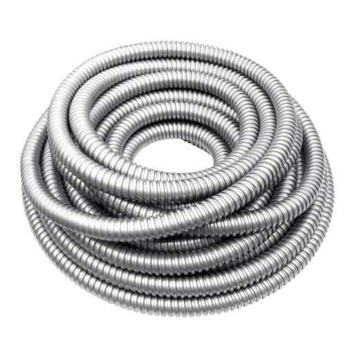 1/2 Inch x 50 Ft Flexible Reduced Wall Electrical Conduit, Galvanized Steel Metal Flexible Conduit for Electrical Wiring, Outdoor Cable Management and Greenfield Application - size: 1/2in-50ft