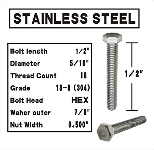 Bolt Fullerkreg 5/16-18x1/2 Hex Head Screws Bolts, 10 Sets - size: (10 Sets) 5/16x1/2"