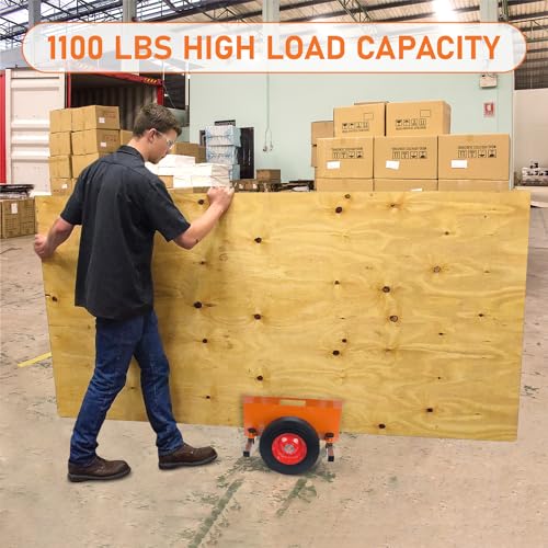 AIWFL Panel Dolly Heavy Duty 1100LBS Door Dolly Cart with 10" Solid Wheels - color: Orange
