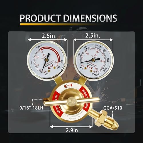 CDL LX75 Heavy Duty Acetylene Regulator CGA510,Forged Brass - size: Heavy Duty, style: Acetylene