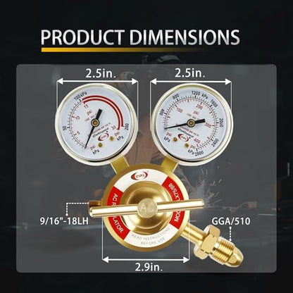 CDL LX75 Heavy Duty Acetylene Regulator CGA510,Forged Brass - size: Heavy Duty, style: Acetylene