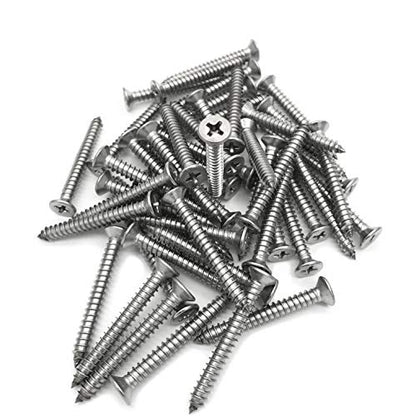 5 x 40mm Screw, Flat Head, Phillips Drive, Self Drilling, 304 Stainless Steel Drywall Wood Screws 50Pcs - size: 5 x 40mm