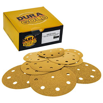 Dura-Gold 5" Gold Sanding Disc Grit Assortment, 9 Hole Pattern, 5 Discs Ea - size: Variety Pack
