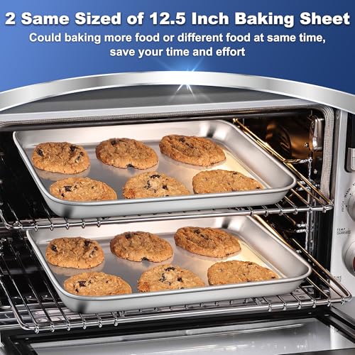 P&P CHEF Baking Sheet Pan, Stainless Steel Cookie Sheet, 12.5 Inch & 2 Pcs - size: 12.5 Inch