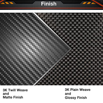 200X300X0.5MM 1.0MM 1.5MM 2.0MM 2.5MM 3.0MM 4.0MM 5.0MM 6.0MM Carbon Fiber Sheet 100% 3K Carbon Fiber Laminate Plate Twill Weave Matt Surface Panel Sheet 2.5MM Thickness(Matte Finish) - color: Twill Weave Matte Finish, size: 200X300X2.5MM