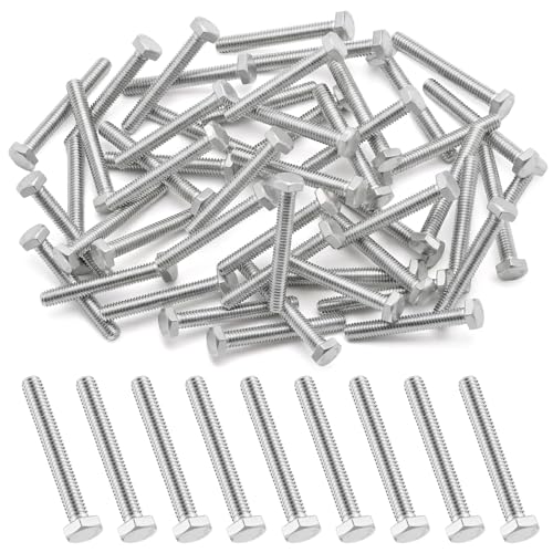 Zonon 50 Pcs 1/4-20 x 2 Hex Head Screw Bolt, Silver - color: Silver, size: 1/4-20 X 2"
