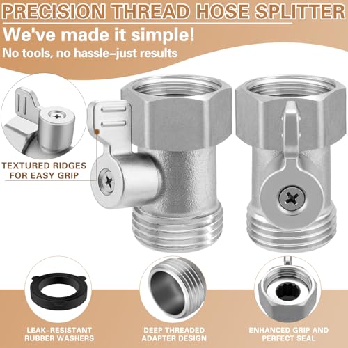304 Stainless Steel Garden Hose Shut Off Valve, 2 Pack 3/4" GHT Garden Hose Ball Valve, Heavy Duty Hose Connector Water Shut Off Valve Hose Shutoff Valve