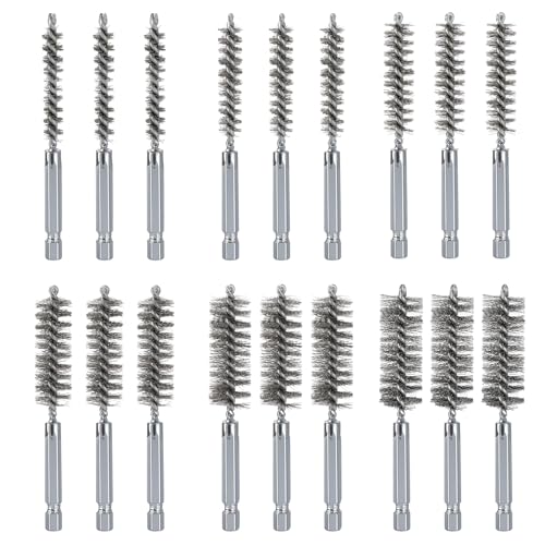 PAMASE 18pcs Wire Bore Brush Set, with 1/4" Hex Shank for Power Drill