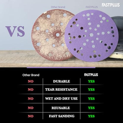 6 Inch 49 Hole Sanding Discs 320 Grit 50 Pcs Ceramic Sanding Discs - style: 320