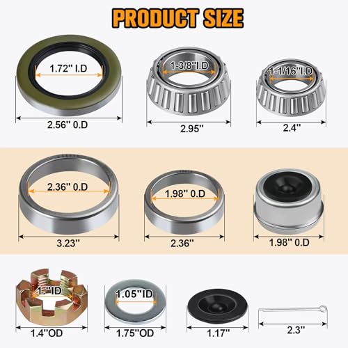 HITCHVOGER 4Set 3500LB L68149 L44649 Trailer Hub Bearings Kits. - size: 4 Sets L68149 L44649 Trailer Bearings