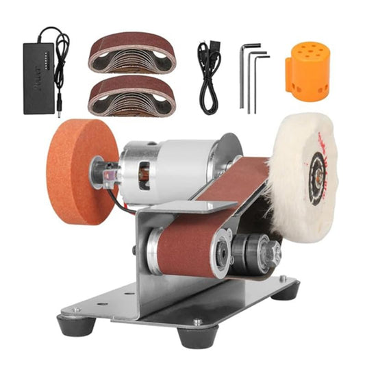 3-In-1 Mini Belt Sander-Knife Sharpener Electric Bench Grinder Sanding Machine, 7 Adjustable Speed Buffer Polisher for Metal Wood DIY Handcraft, Tool & Knife Sharpening - size: 17.5x11x4cm/6.89x4.33x1.57in