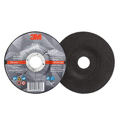 3M Silver Cut-Off Wheel, 87466, 36+, T27, 4.5 in x 0.045 in x 7/8 in - size: 4.5 in x .045 in x 7/8 in, style: T27