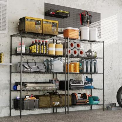 GarveeTech Heavy Duty Garage Shelving Unit, 48 in L x 20 in D x 72 in H - color: Black, size: 48 in L x 20 in D x 72 in H