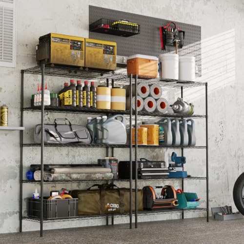 GarveeTech Heavy Duty Garage Shelving Unit, 48 in L x 20 in D x 72 in H - color: Black, size: 48 in L x 20 in D x 72 in H