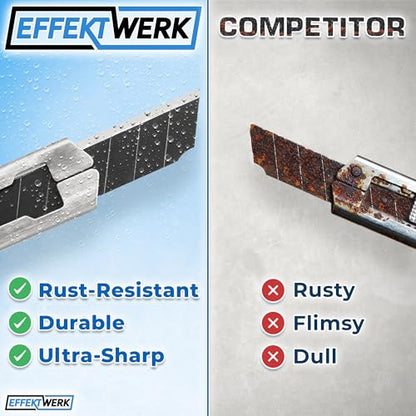 9mm Box Cutter Blades, Carbon Steel Snap Off Blade Refills, Black, 25 PK - style: 9mm
