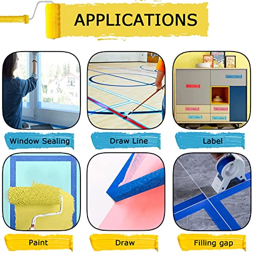Masking Tape, 9Rolls Blue Painters Tape for Painting(60Yd x 0.94 Inch Wide) - size: 9rolls, 0.94in x 60.1yds, Blue