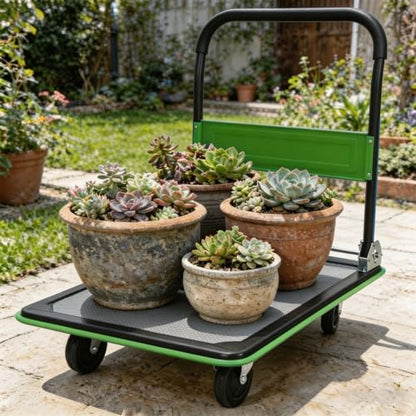 Foldable Platform Hand Truck, Heavy Duty Push Cart Dolly (Green) - color: 660lbs-green