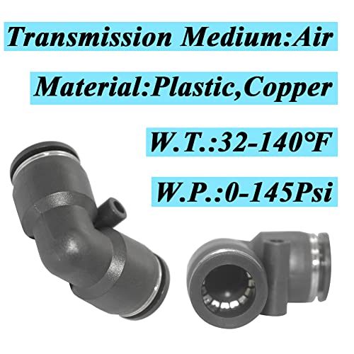 Pneumatic Elbow Push to Connect Air Fittings 1/2" Tube OD PV-1/2 (Pack of 10) - size: 1/2" OD, style: Elbow