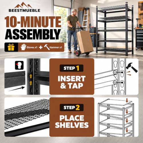 Heavy Duty Garage Shelving 5 Tier Adjustable Wire Storage Rack