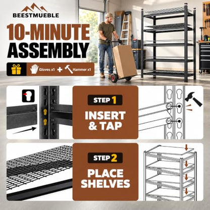 Heavy Duty Garage Shelving 5 Tier Adjustable Wire Storage Rack