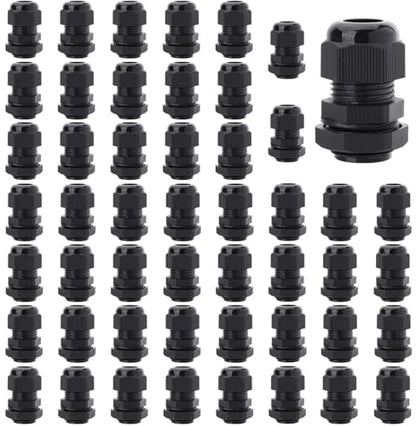 50PCS 1/2'' NPT Cable Gland Waterproof Adjustable 6-12mm/0.24-0.47inch Nylon Cable Glands Joints with Gaskets (1/2'', 50PCS) - size: 1/2'' NPT 50pcs