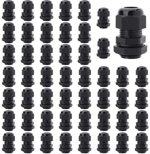 50PCS 1/2'' NPT Cable Gland Waterproof Adjustable 6-12mm/0.24-0.47inch Nylon Cable Glands Joints with Gaskets (1/2'', 50PCS) - size: 1/2'' NPT 50pcs
