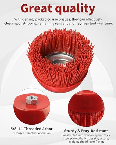 4" Nylon Cup Brush for Grinder, Angle Grinder Wire Brush, 5/8"-11 Arbor - style: 4"