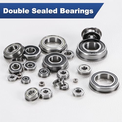 M METERXITY 4-Pack F683ZZ Flanged Ball Bearing, 3 x 7 x 3mm Double Metal Shielded Chrome Steel (GCr15) Flange Rip Bearings for Wheelbarrow/Printer/Fax Machines/Power Tools - size: 3mm x 7mm x 3.5mm