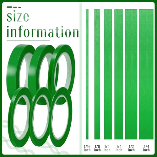 Nezyo 6 Pcs Vinyl Pinstripe Tape Auto,Green,1/16, 1/8,1/5,1/4,1/2, 3/4 Inch - color: Green, size: 1/16, 1/8,1/5,1/4,1/2, 3/4 Inch