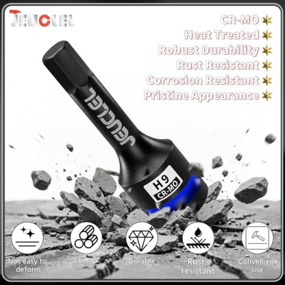 9mm Hex Impact Bit Socket, H9 1/2" Drive Allen Socket, Cr-Mo Steel - size: 1PC | H9 9MM